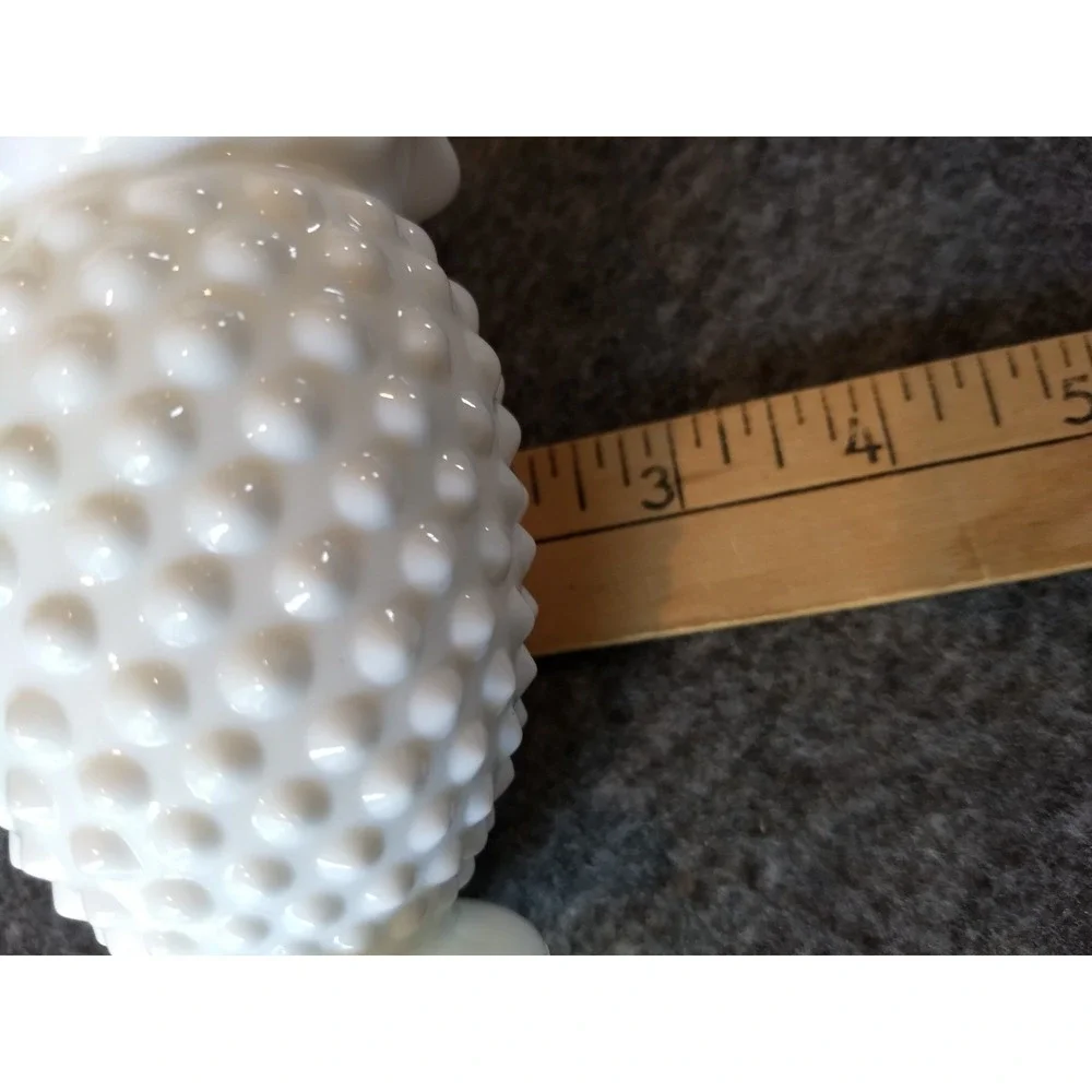 Vintage Fenton White Milk Glass Hobnail Mini Vases Set of 2 Ruffled Crimped Edge